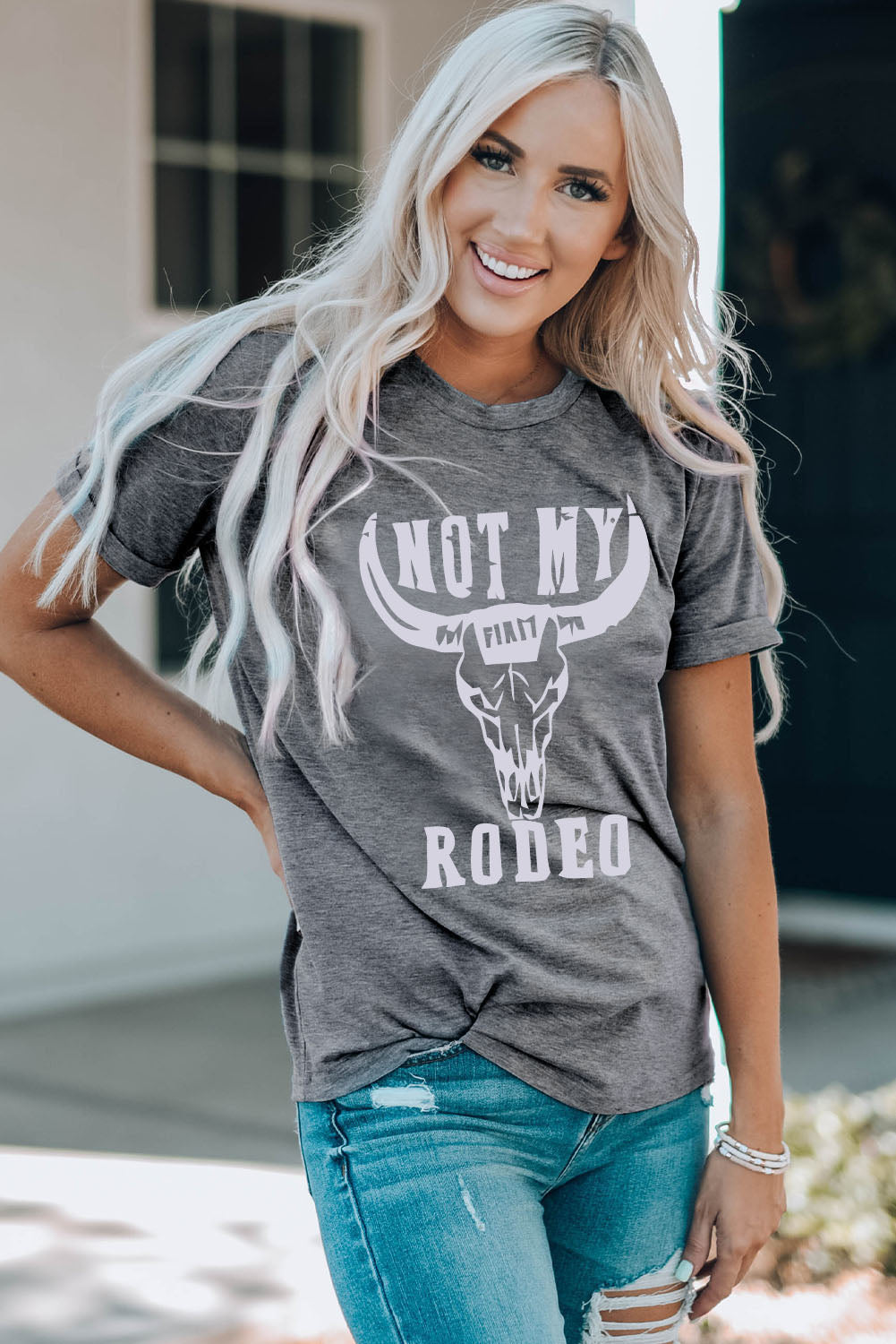 NOT MY RODEO Graphic Round Neck Tee | AdoreStarr