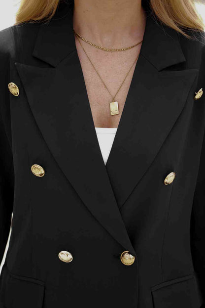 Double-Breasted Lapel Collar Blazer | AdoreStarr