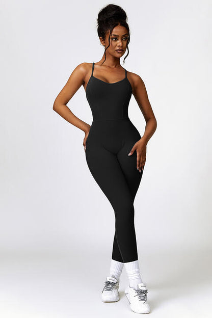 Open Back Spaghetti Strap Sports Jumpsuit | AdoreStarr