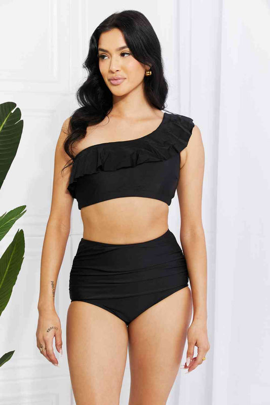 Seaside Romance Ruffle One-Shoulder Bikini Set | AdoreStarr