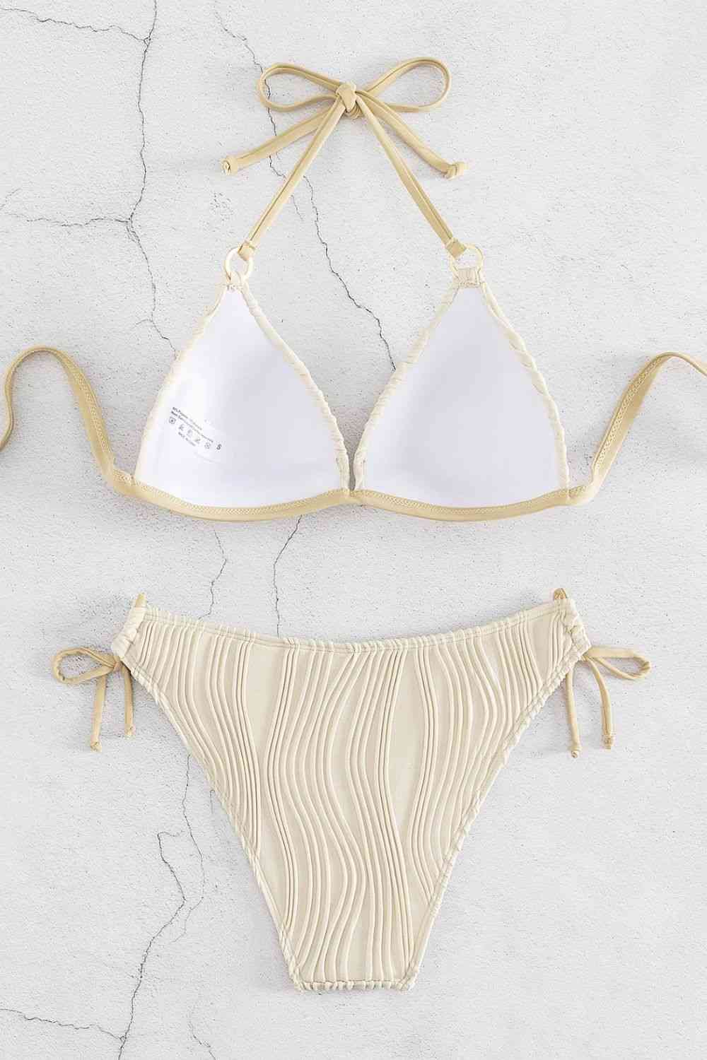 Textured Halter Neck Bikini Set | AdoreStarr
