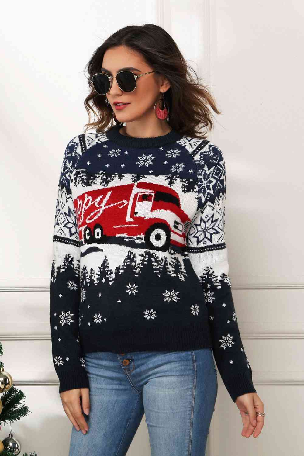 HAPPY Christmas Raglan Sleeve Sweater | AdoreStarr