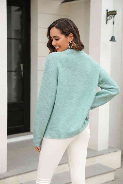 Ribbed Long Sleeve Sweater - Gum Leaf