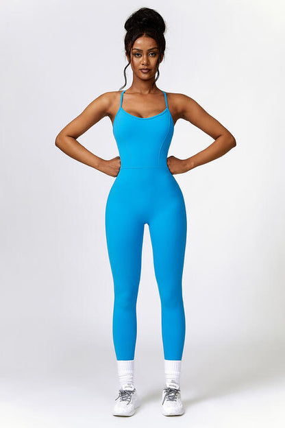 Open Back Spaghetti Strap Sports Jumpsuit | AdoreStarr