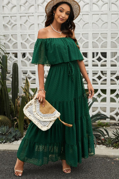 Off-Shoulder Tiered Maxi Dress | AdoreStarr