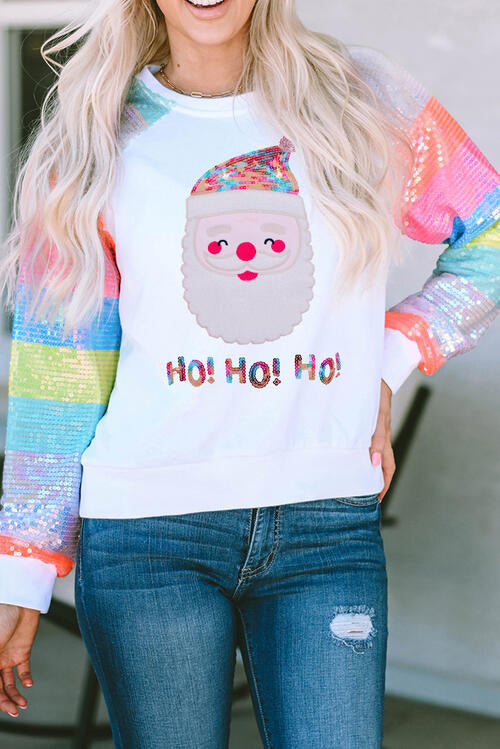 Santa Sequin Long Sleeve Sweatshirt | AdoreStarr