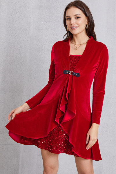 Sequin Ruffle Hem Mini Dress | AdoreStarr