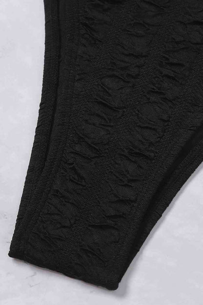 Textured High Cut Bikini Set | AdoreStarr