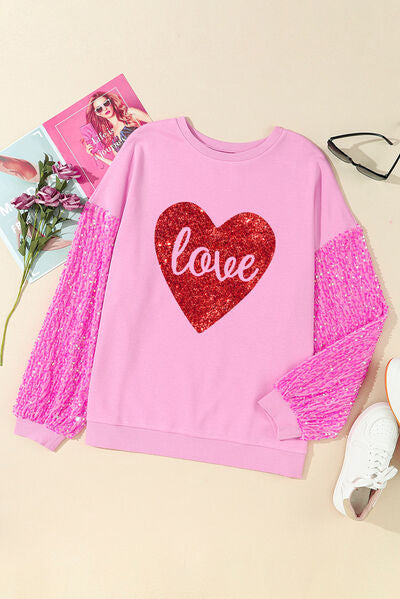 LOVE Heart Sequin Sweatshirt | AdoreStarr