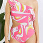 Asymmetric Cutout Ruffle Swimsuit | AdoreStarr