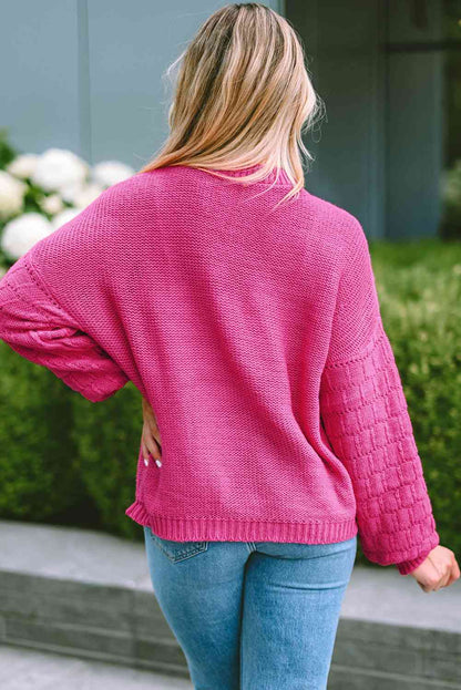 Dropped Shoulder Waffle-Knit Sweater | AdoreStarr