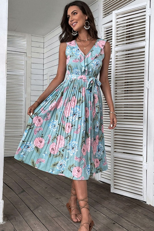 Floral Sleeveless Midi Dress | AdoreStarr