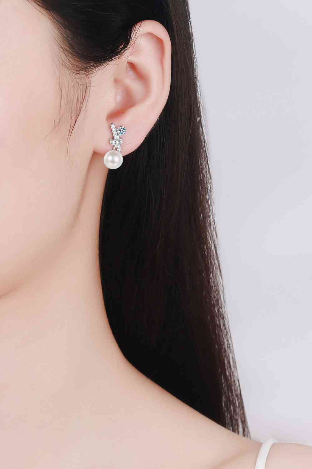 Pearl Moissanite Stud Earrings | AdoreStarr