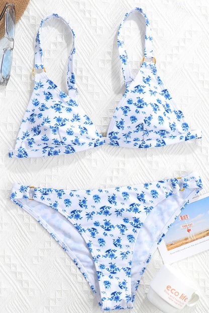 Floral Ring Detail Bikini Set | AdoreStarr