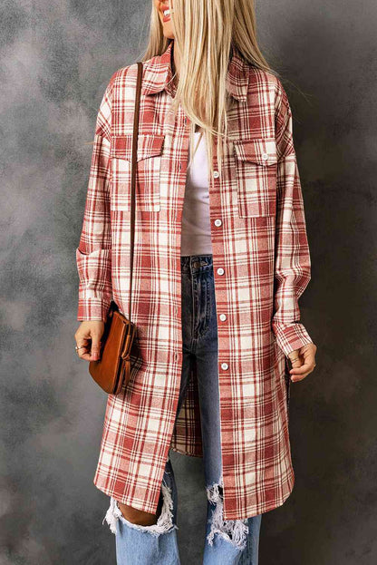 Plaid Button-Up Longline Shacket | AdoreStarr