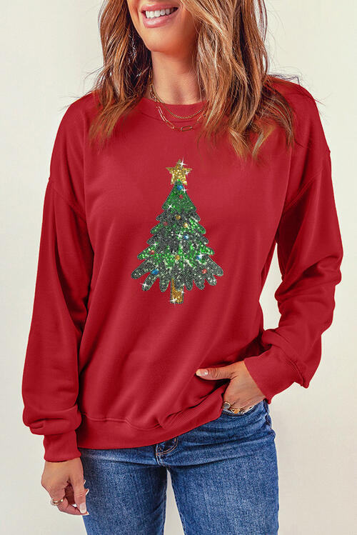 Sequin Christmas Tree Sweatshirt | AdoreStarr