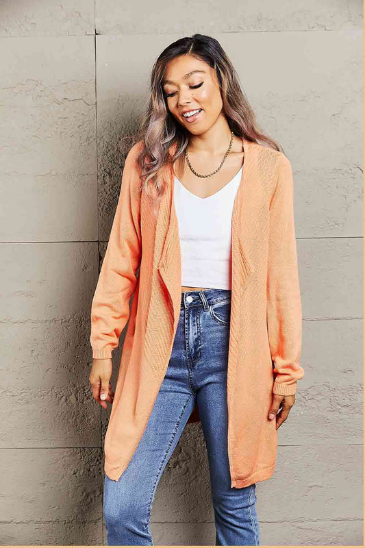 Double Take Ribbed Open Front Cardigan | AdoreStarr