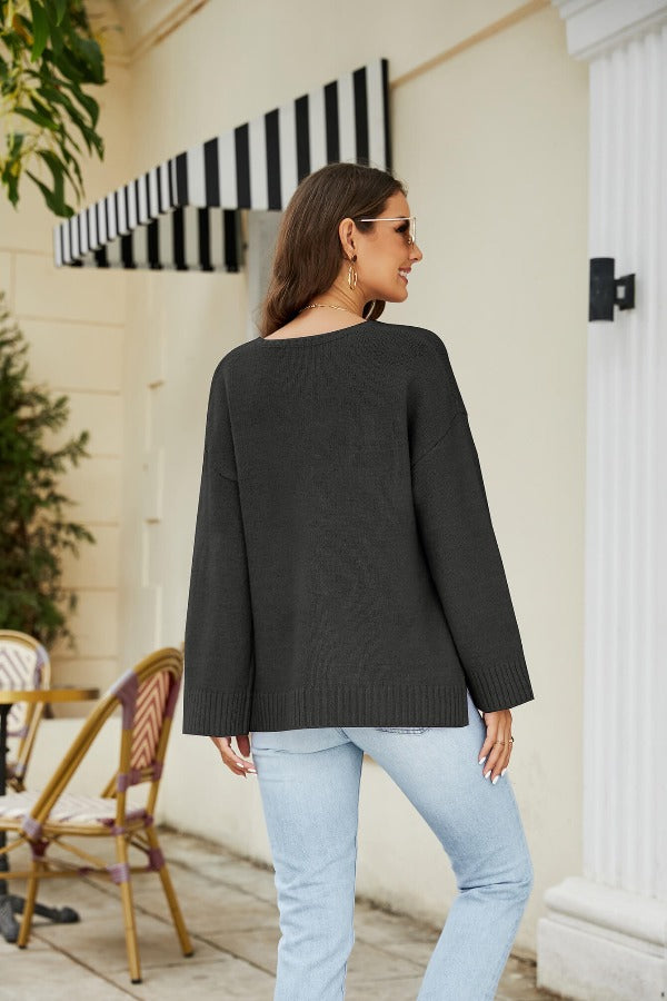 Drop Shoulder Knit Pullover | AdoreStarr