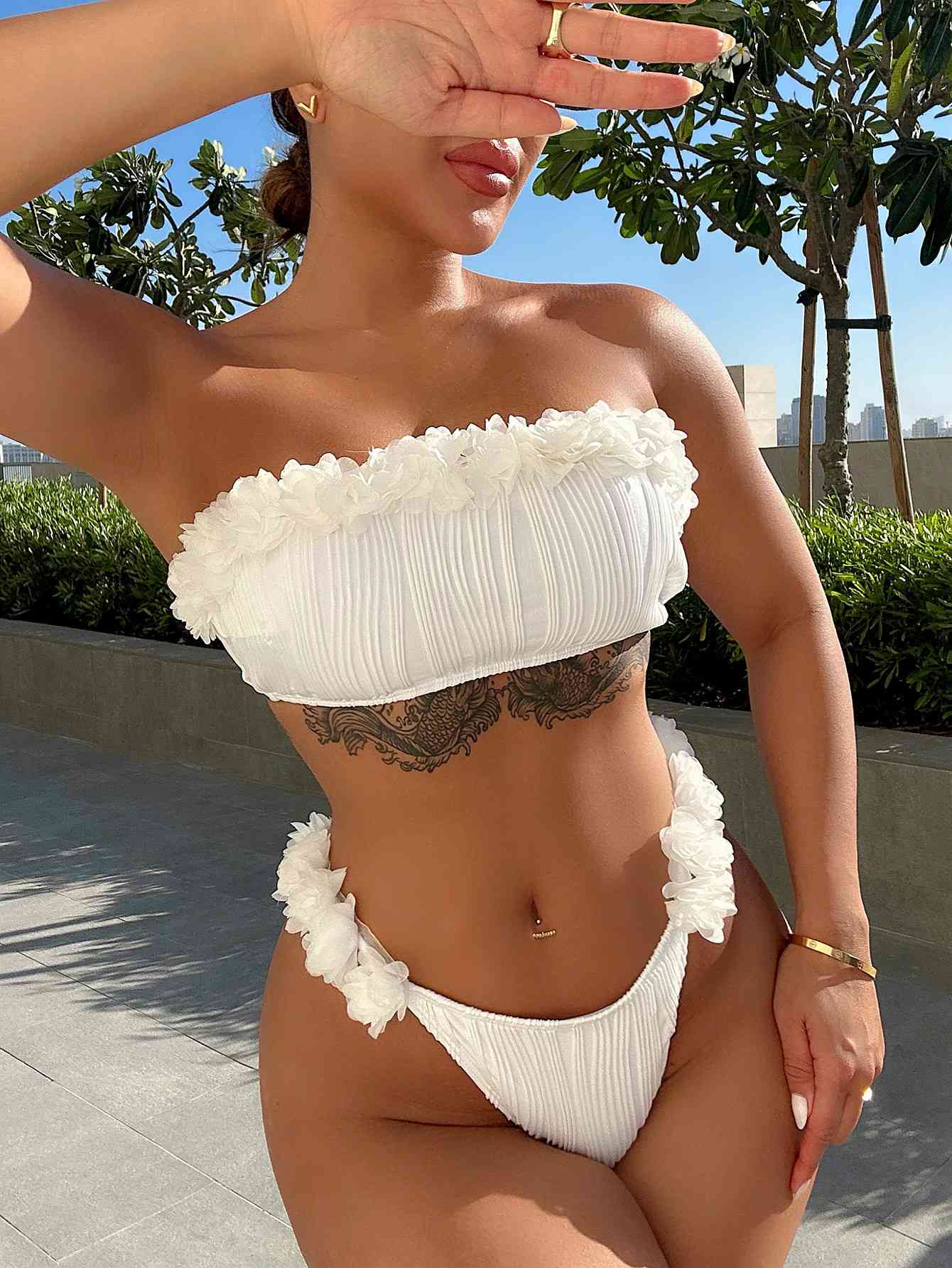 Applique Tie Back Two-Piece Bikini Set | AdoreStarr