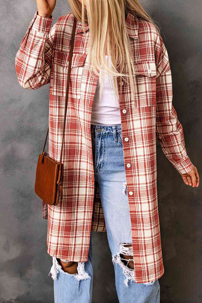 Plaid Button-Up Longline Shacket | AdoreStarr