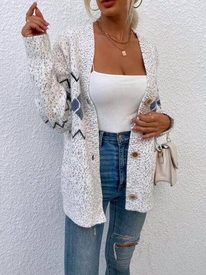 Heathered Pocketed Button Up Cardigan | AdoreStarr