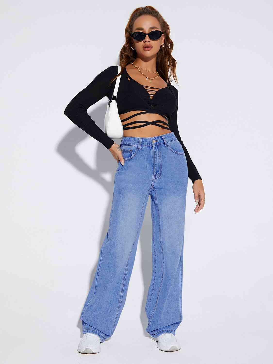 Buttoned Fly Long Jeans | AdoreStarr