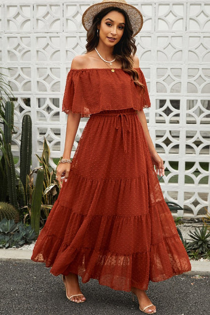 Off-Shoulder Tiered Maxi Dress | AdoreStarr