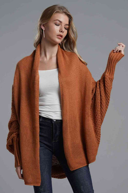 Dolman Sleeve Ribbed Trim Longline Cardigan | AdoreStarr