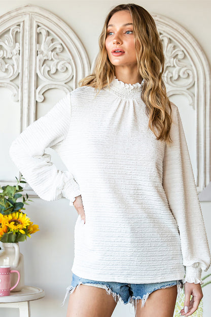 Frill Trim Textured Blouse | AdoreStarr