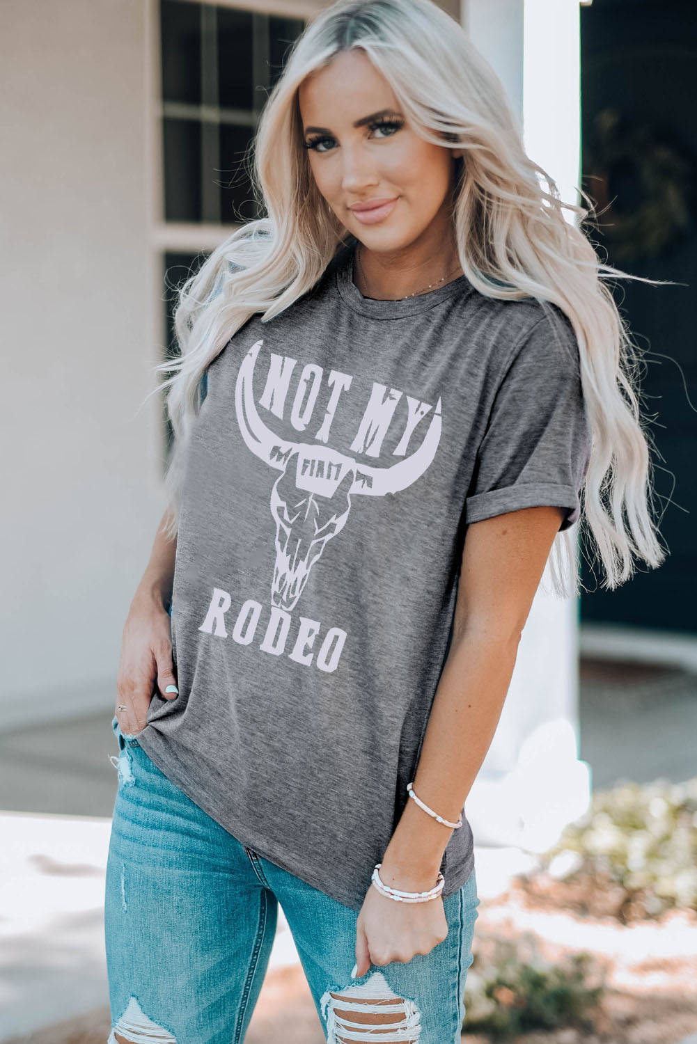 NOT MY RODEO Graphic Round Neck Tee | AdoreStarr