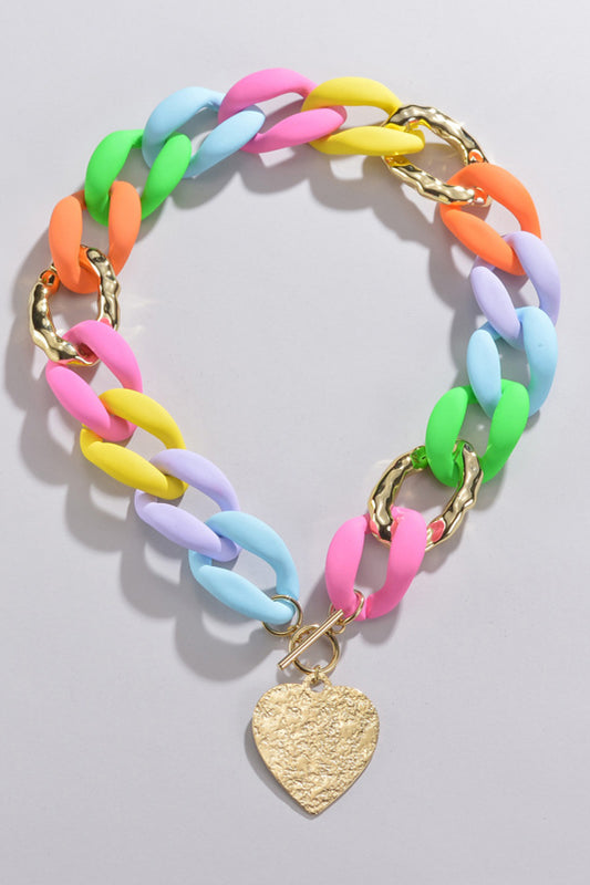 Multicolored Heart Pendant Necklace | AdoreStarr