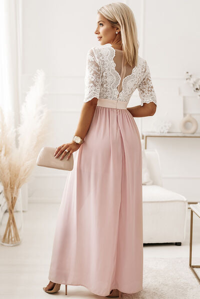 Lace Detail Slit Dress | AdoreStarr