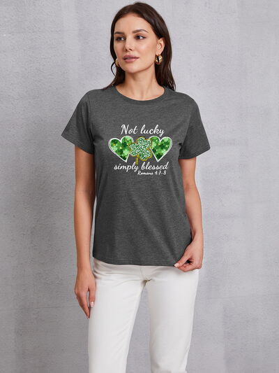 NOT LUCKY SIMPLY BLESSED Heart T-Shirt | AdoreStarr