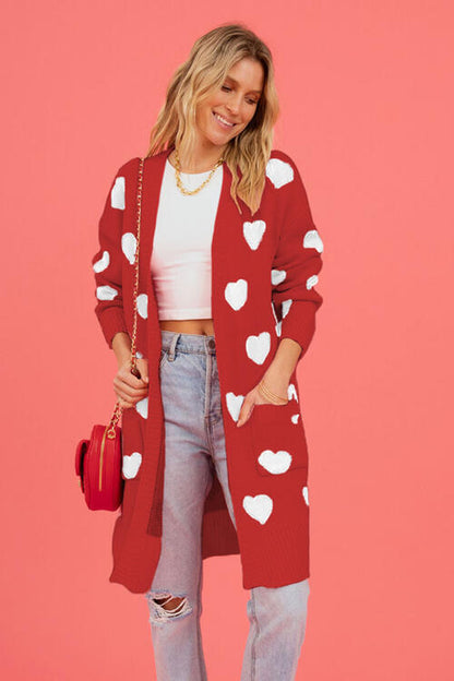 Heart Graphic Open Front Cardigan | AdoreStarr