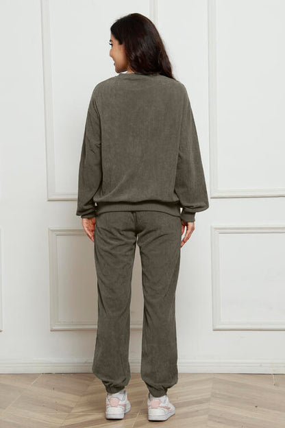 Corduroy Sweatshirt and Sweatpants Set | AdoreStarr