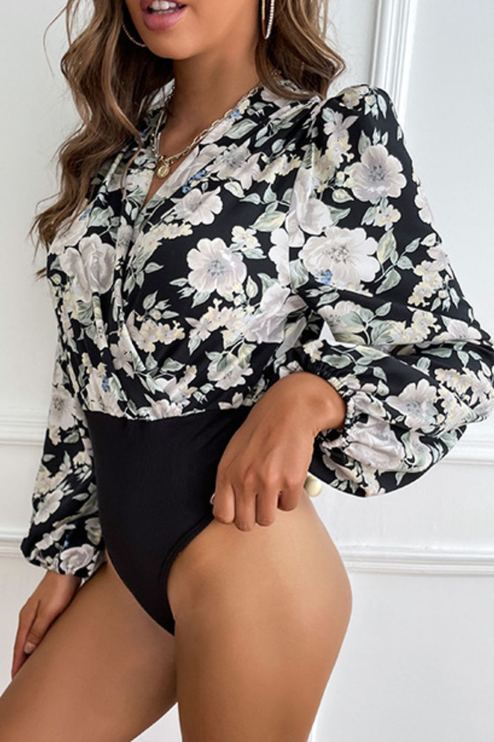 Floral Puff Sleeve Bodysuit | AdoreStarr