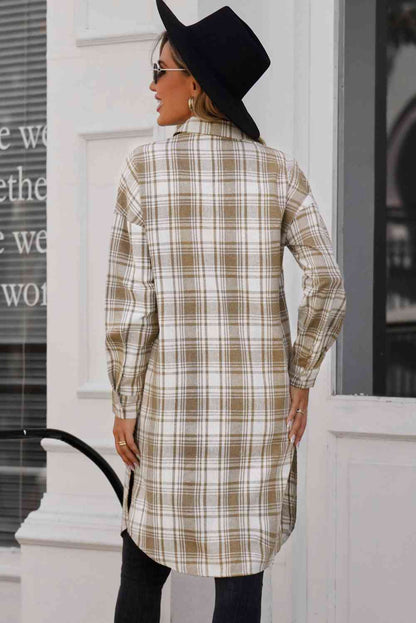 Plaid Button-Up Longline Shacket | AdoreStarr