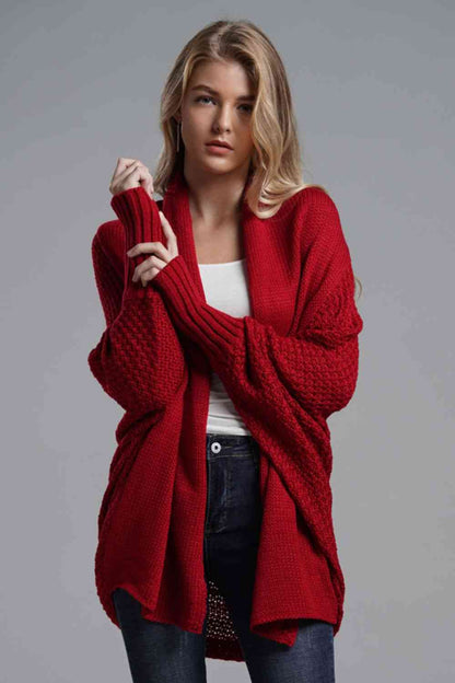 Dolman Sleeve Ribbed Trim Longline Cardigan | AdoreStarr