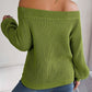 Openwork Off-Shoulder Long Sleeve Sweater | AdoreStarr