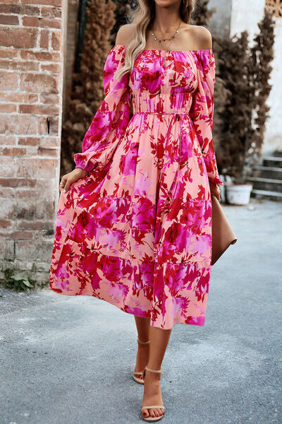 Printed Pocketed Midi Dress | AdoreStarr