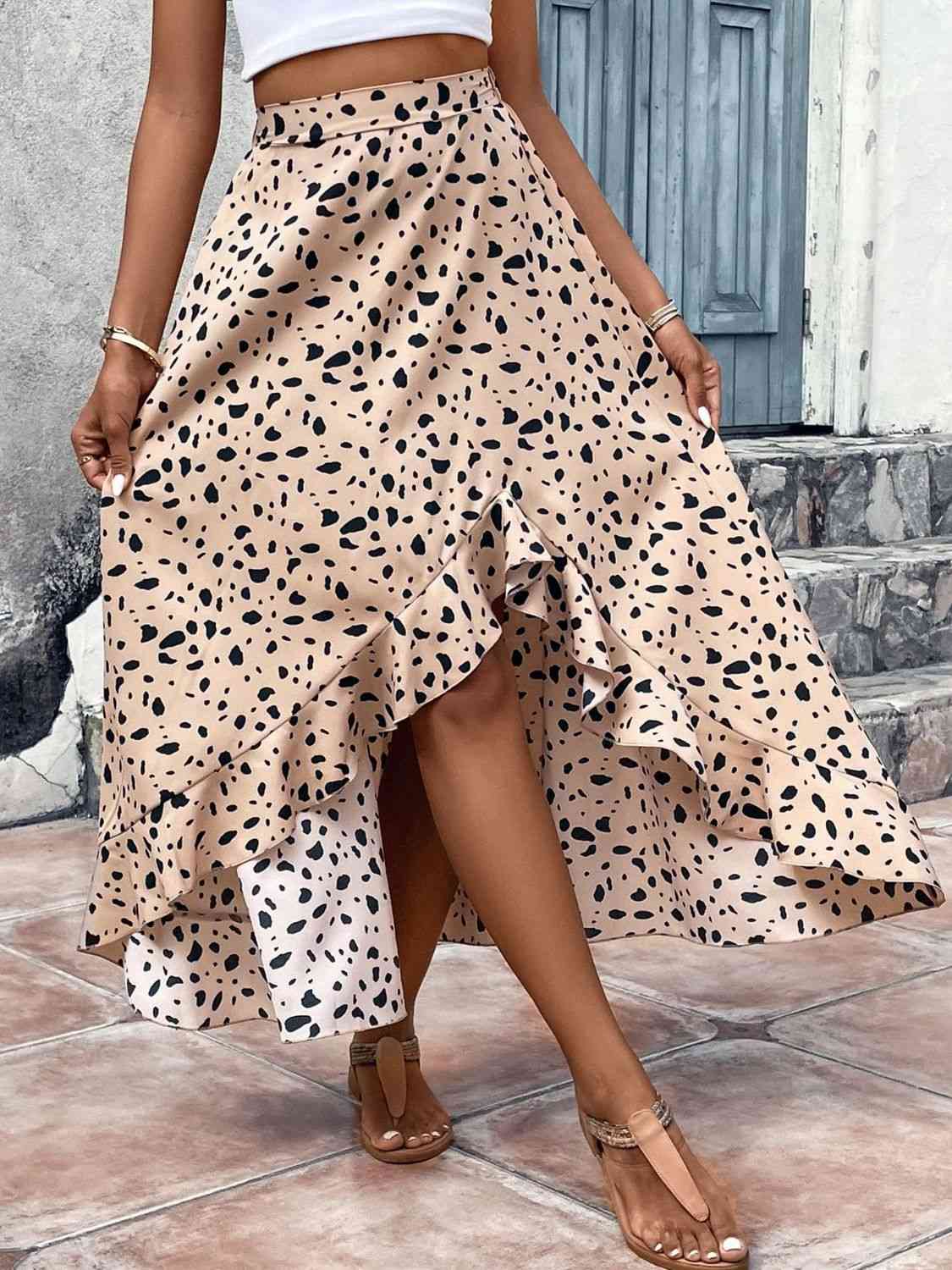 Printed High Waist Ruffled Skirt | AdoreStarr