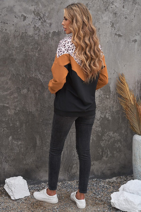 Leopard Quarter Zip Sweatshirt | AdoreStarr