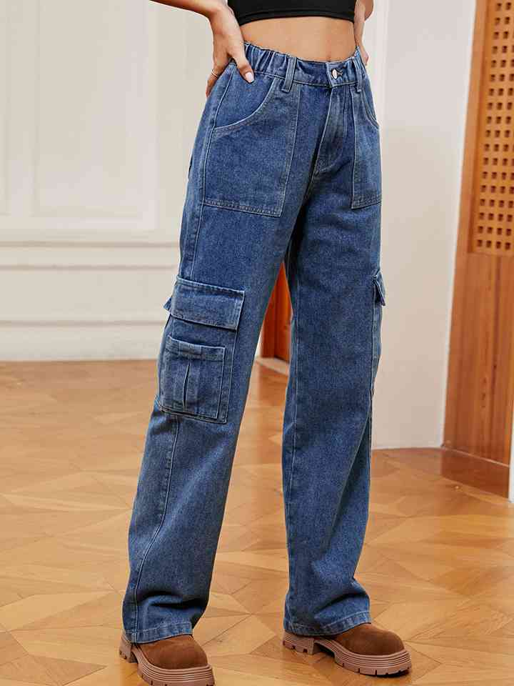 Pocketed Wide Leg Jeans | AdoreStarr
