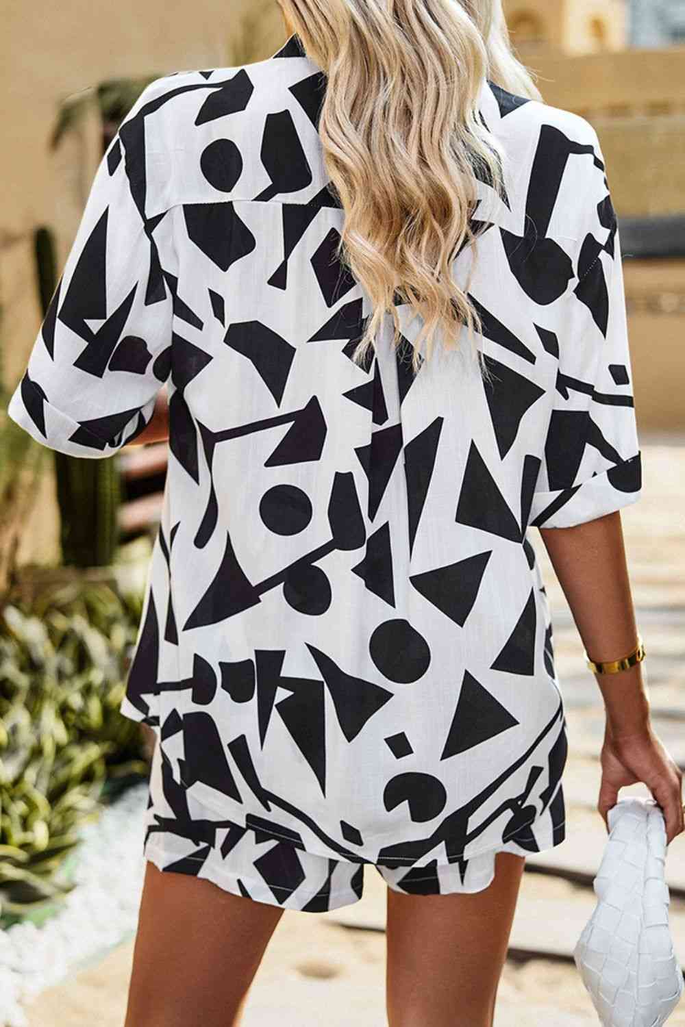 Printed Dropped Shoulder Shirt and Shorts Set | AdoreStarr