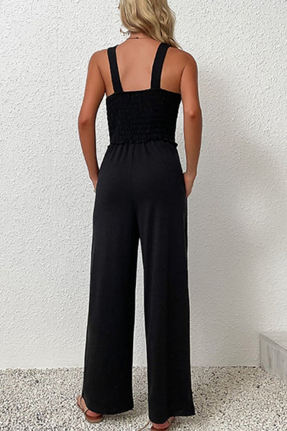 Smocked Sleeveless Jumpsuit | AdoreStarr