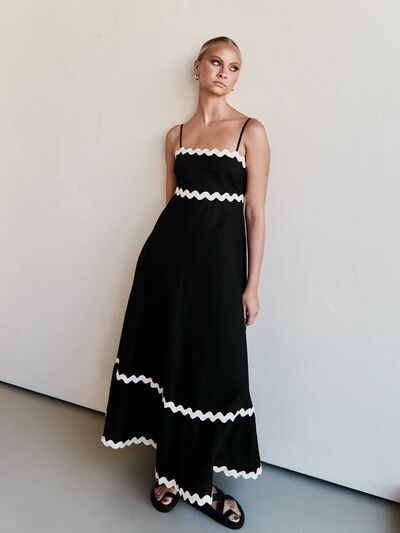 Spaghetti Strap Maxi Dress - Black