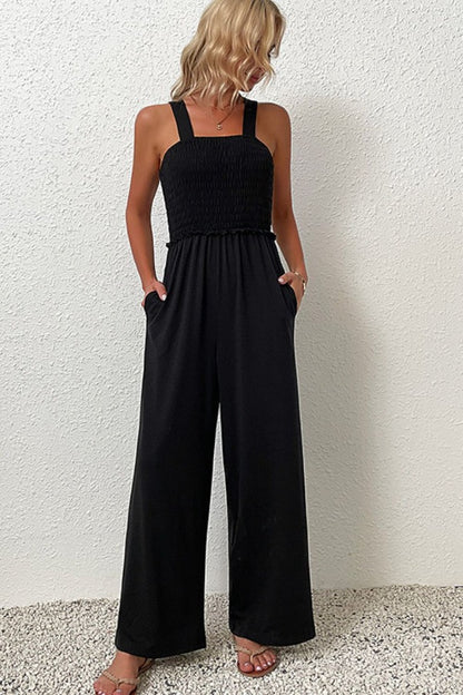 Smocked Sleeveless Jumpsuit | AdoreStarr