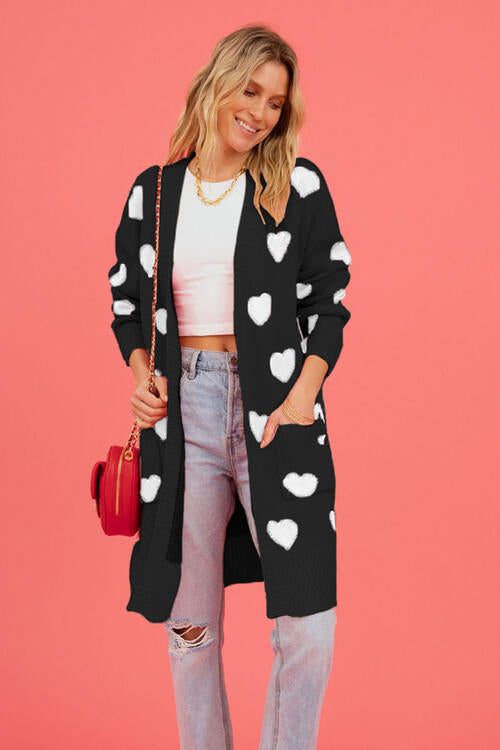 Heart Graphic Open Front Cardigan | AdoreStarr