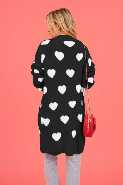 Heart Graphic Open Front Cardigan | AdoreStarr