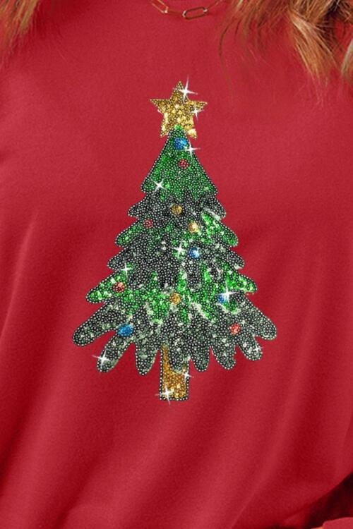 Sequin Christmas Tree Sweatshirt | AdoreStarr